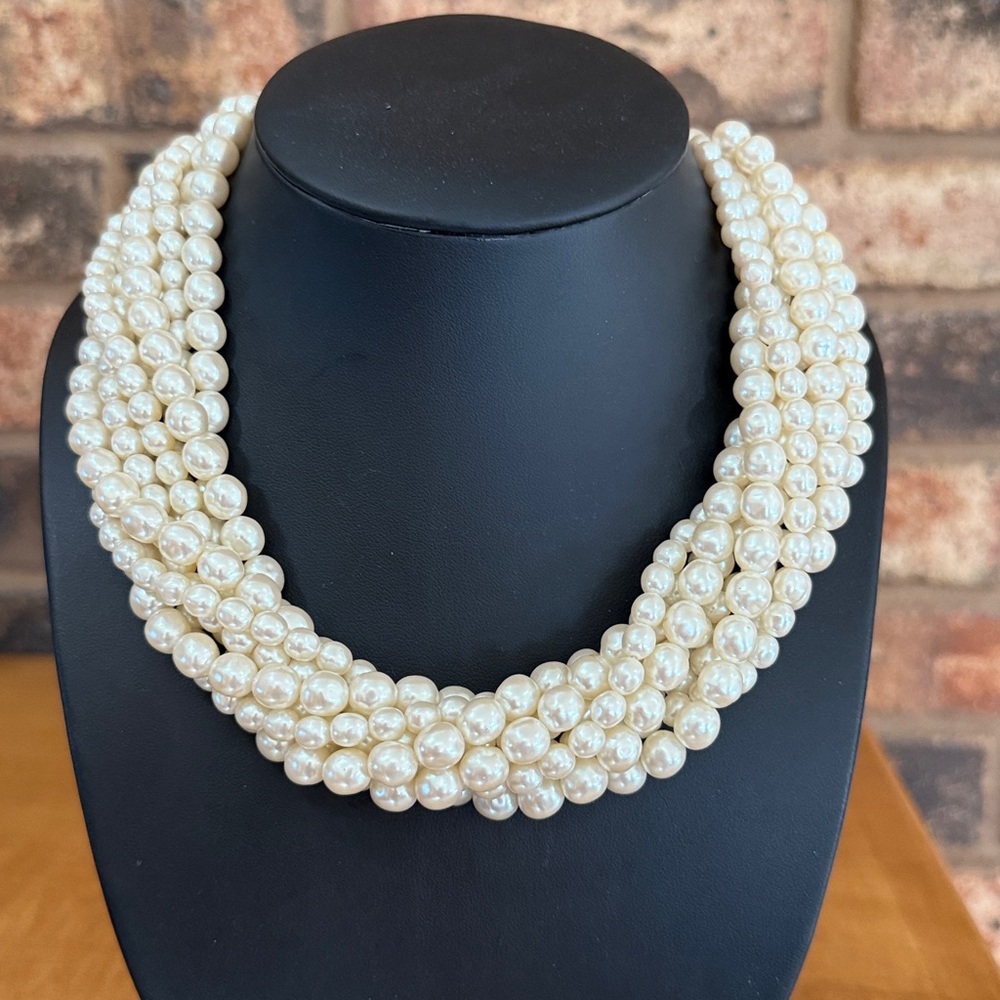 Carol Lee Vintage 8 strand faux pearl collar necklace